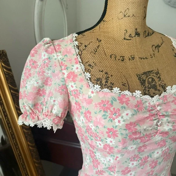 RIHOAS Retro Pink Floral Midi Dress - Picture 9 of 10